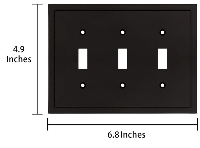 Henne Bery Modern Edge Decorative Wall Plate Switch Plate Outlet Cover, Durable Solid Zinc Alloy (Triple Toggle, Matte Black) - Image 3